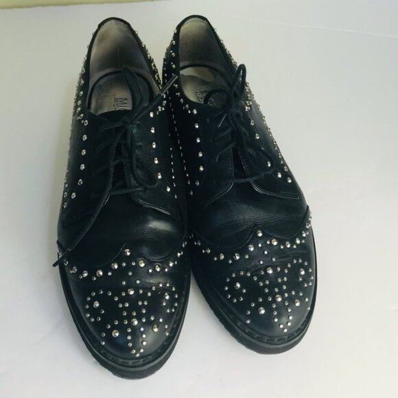 Michael Kors Oxford Studs Leather Lace Up Shoes Grommets Flats Booties Wedge 7 - Picture 2 of 15